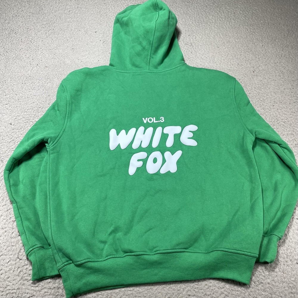 White Fox Hoodie Womens XS/S Green Vol 3 Graphic Pullover Fleece Sweatshirt - Picture 7 of 12